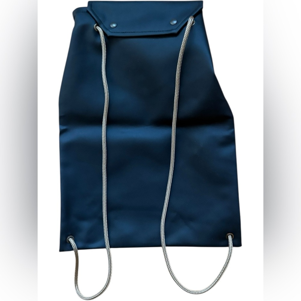 Black Vegan Leather Drawstring Backpack - image 2